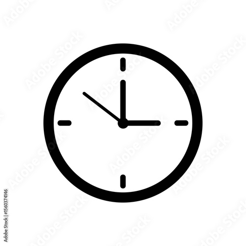 Minimal black analog clock icon on white background

