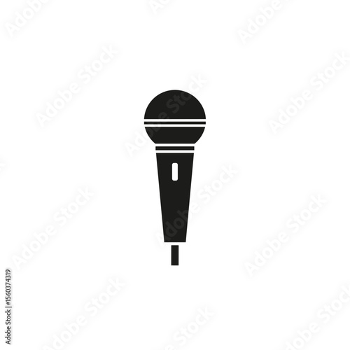 Minimal black microphone icon in flat vector design
