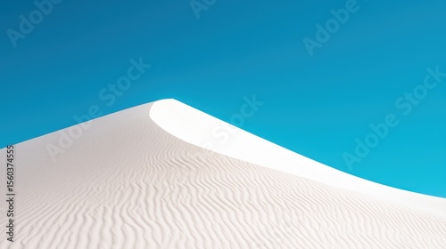 Serene Sand Dune Against Bright Blue Sky in Desert Landscape Background