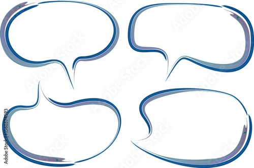 blue gray color abstract decorative art stroke speech bubbles set