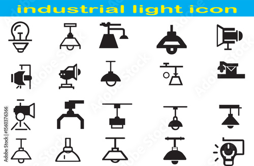Industrial Light Icons: A collection of industrial light icons featuring various designs, perfect for projects related to design, engineering, or lighting.
