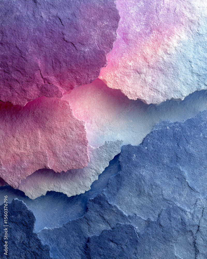Naklejka premium Abstract layers of textured rock formations in shades of pink and blue