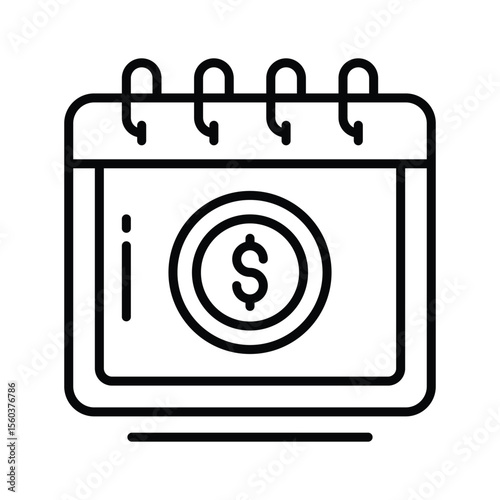 Trendy outline icon of monthly payment plan calendar