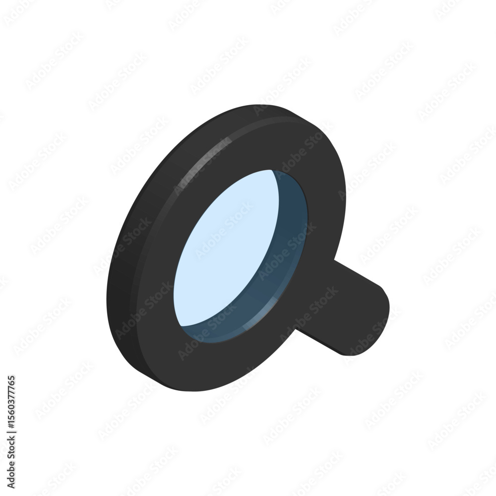 Magnifier isometric icon on white background