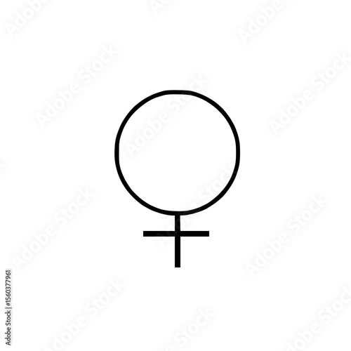 Alchemy Venus symbol- Feminine and copper element icon.