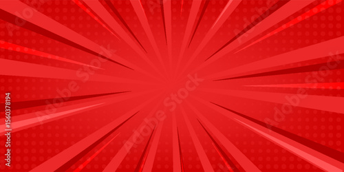 Vector halftone illustration. Pop art comic book cartoon magazine cover. comic red background