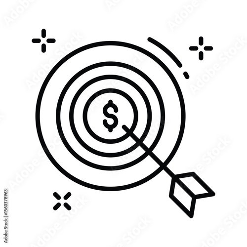 Easy to edit linear icon of financial goal target