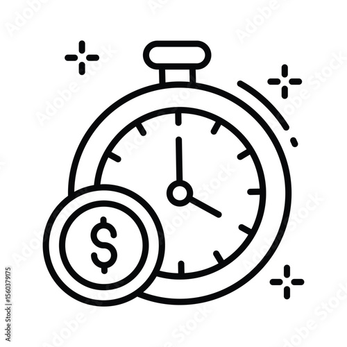Visually appealing outline icon of time is money