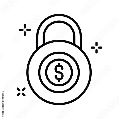 Well designed linear icon of financial security system