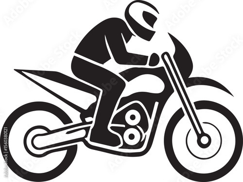 Motorcycle Rider Silhouette Icon Vector Illustration.  ideal for website marketing, logos, apps, templates, and more.