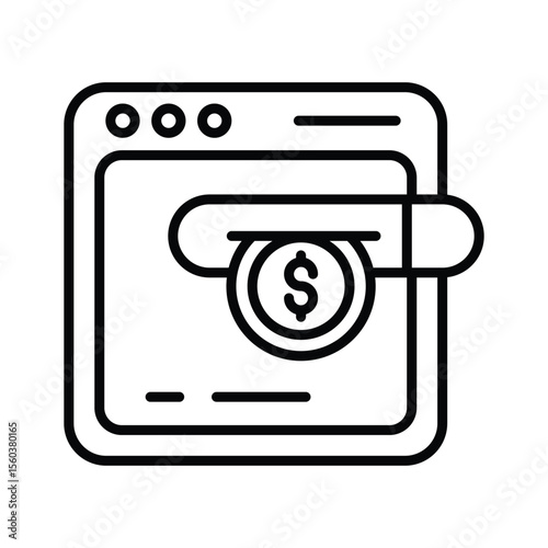 A linear style icon showing online earning website