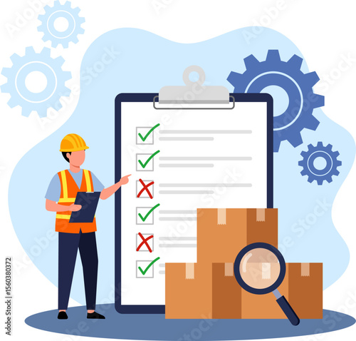 Illustration of a Inventory Check Stock Management and Quality Control