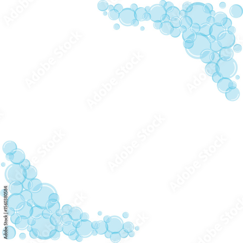 Blue Bubble soap - Flat design blue color isolate background