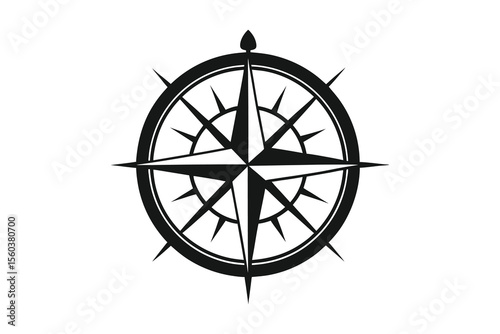 Compass icon silhouette vector illustration on white background