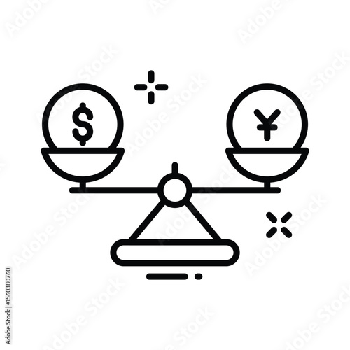 Easy to edit outline icon of money comparison scale