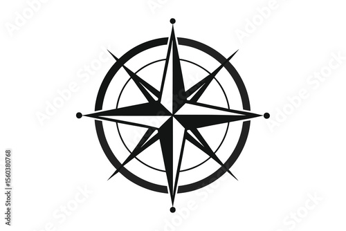 Compass icon silhouette vector illustration on white background