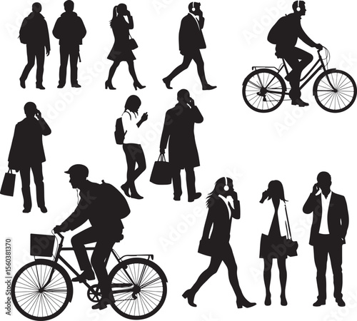 Diverse Set of Urban People Silhouettes.