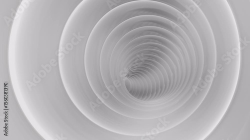 4K 3D animation bright soft white grey tunnel abstract Futuristic empty corridor motion background. White circular building. Modern geometric wallpaper. Futuristic technology design. Room Sci-Fi