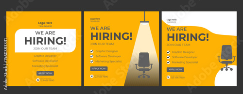 We are hiring recruitment open job vacancy design vector social media post banner template or web banner layout  hiring template design