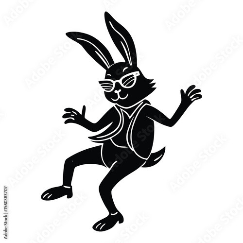 hare with sun glass with white background.
