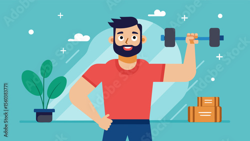 A man posts a gym selfie not for validation or external approval but as a reminder of his own progress in finding a healthy balance in his relationships with both his body and his. Vector illustration