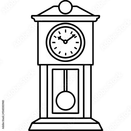 Home decorations grandfather clock icon Coloring Book, Clock Icon Set Vector Illustration