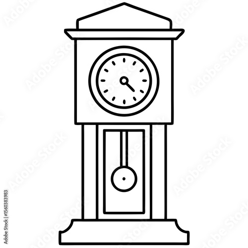 Home decorations grandfather clock icon Coloring Book, Clock Icon Set Vector Illustration