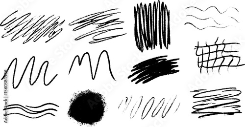 Artistic sketch collection with crosshatch patch and stripe fill for creative design projects