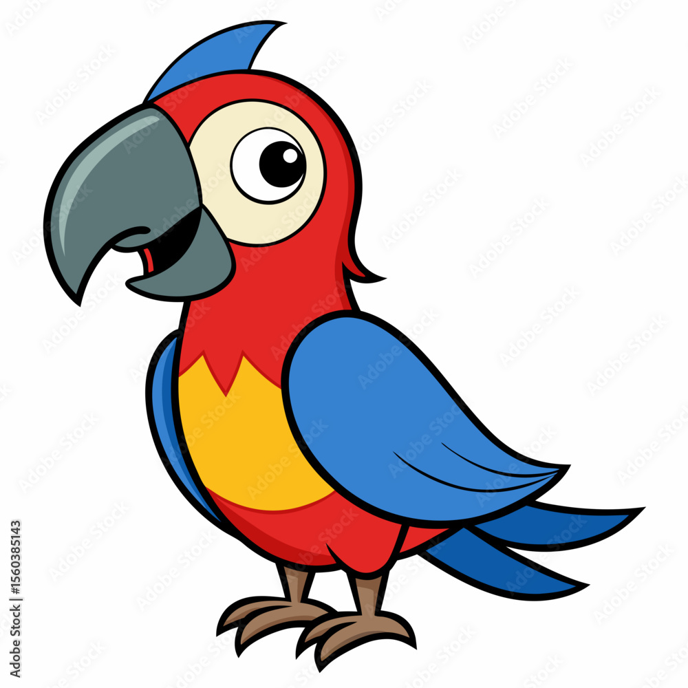 Fototapeta premium Cute green parrot pet. Exotic tropical animal Vector illustration