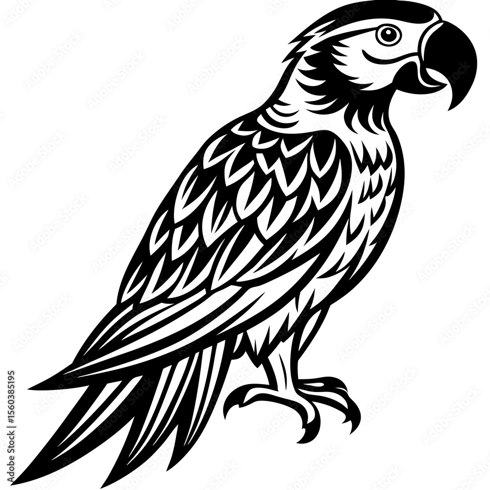 Fototapeta premium Silhouette Macaw parrot Illustration clipart isolated on white background