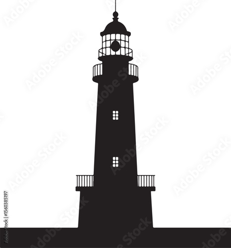 Classic lighthouse tower with multiple windows and balconies silhouette