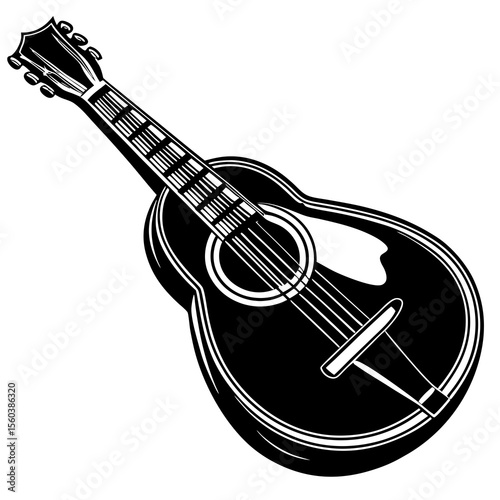 Stringed musical instrument logo illustration, mandolin silhouette suitable for music stores Minimalist concept vector illustration