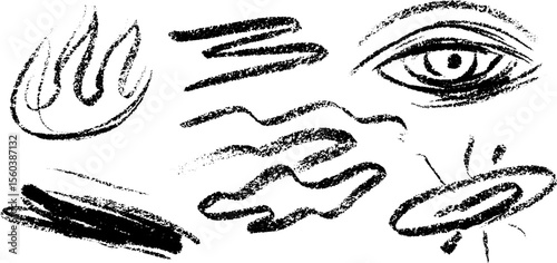 Dynamic flame and flicker sketch with bold lines and shapes