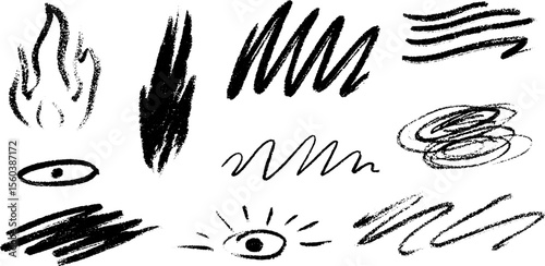 Abstract flame and flicker sketch with doodle elements for creative design