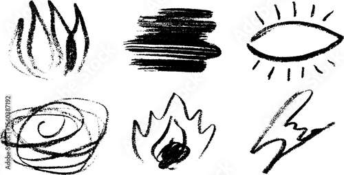 Abstract flame and flicker sketch with dynamic shapes for creative design