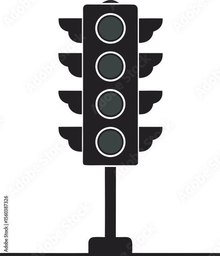 This collection of image depicts elements related to traffic, including traffic lights, road signs, and a car driving on a road.