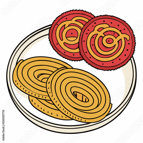 Indian Snack Medley: Chakli and Thattai on a Plate - Traditional Festive Treats