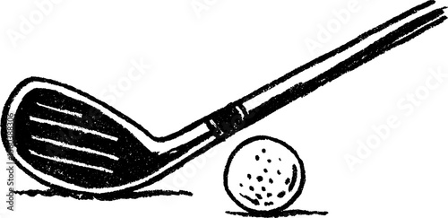 Golfer's essentials: golf club and tee sketch for sports enthusiasts