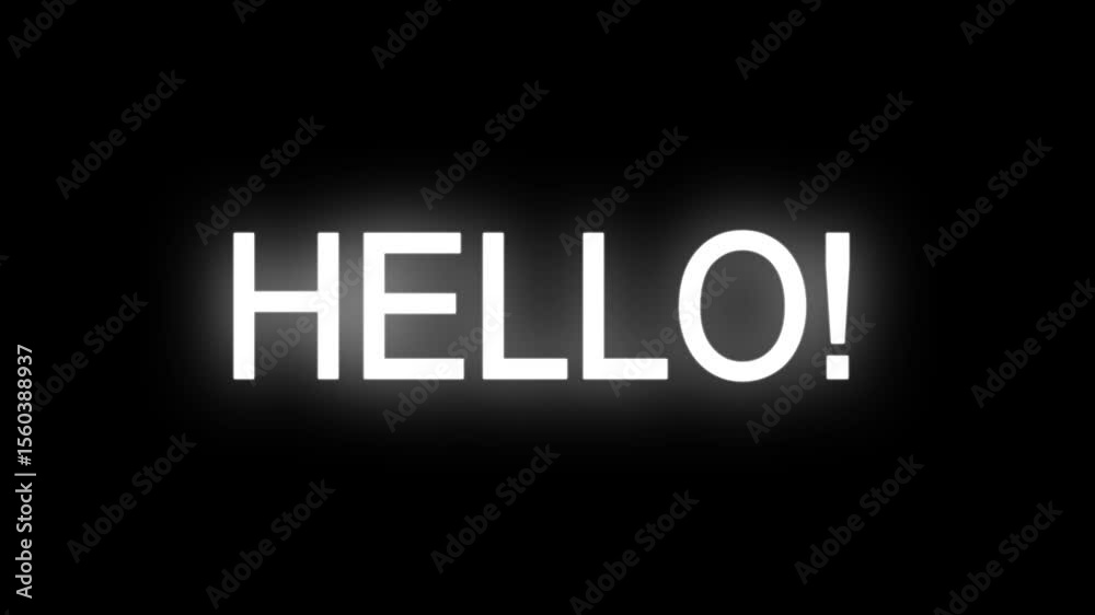 Hello Sign Flicker Text Animation. Pulsing Seamless Loops Animation With Black Background.