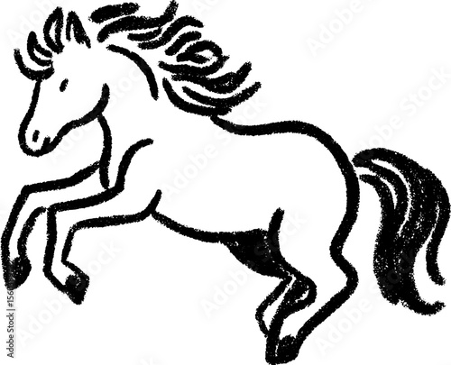 Dynamic sketch of a rearing horse with flowing mane