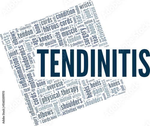 Tendinitis word cloud conceptual design isolated on white background.