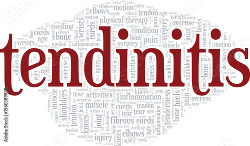 Tendinitis word cloud conceptual design isolated on white background.