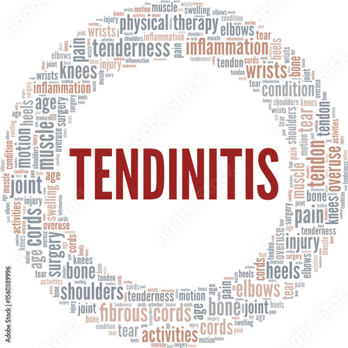 Tendinitis word cloud conceptual design isolated on white background.