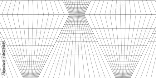 Perspective grid background 3d Vector illustration. Interior design Model projection background template. Line one point perspective
