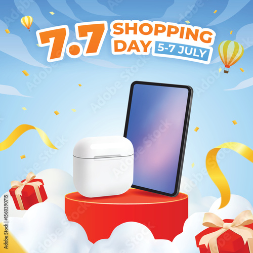 7.7 Shopping Day Blue Sky Background