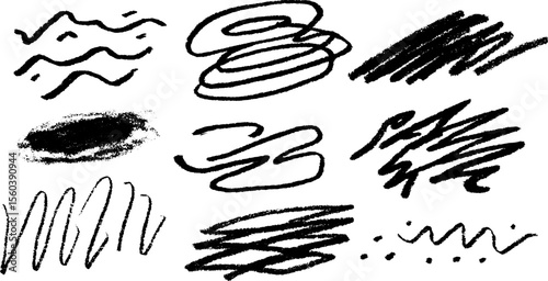 Abstract hand-drawn line tangles and graphite loops for creative design