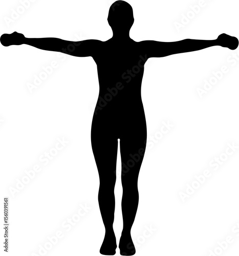 vector illustration of woman doing dumbbell shoulder press, isolated on white
