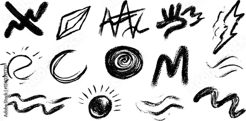 Mystical rune and dragon wing sketch art with symbolic patterns