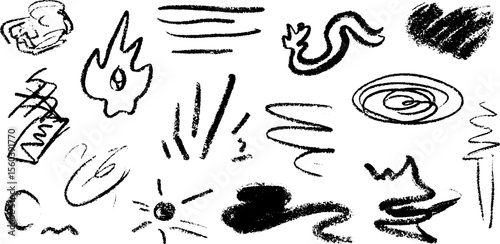 Enigmatic sketch of magic rune, dragon wing, and mystic symbols for fantasy design