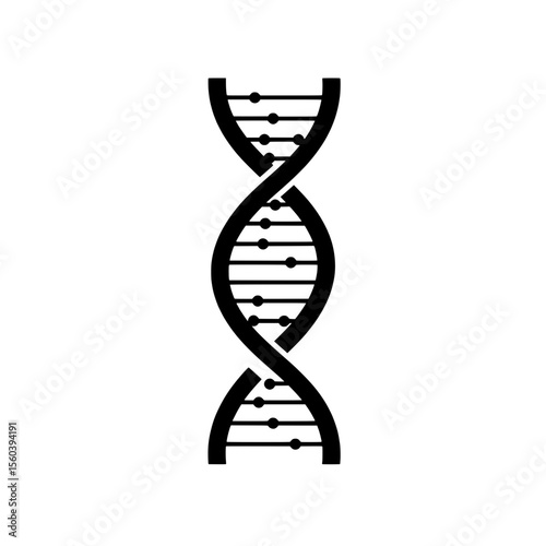 DNA molecule: An intricate illustration of the DNA double helix, rendered in stark black and precision against a bright canvas, symbolizing the complexity and beauty of genetic code.